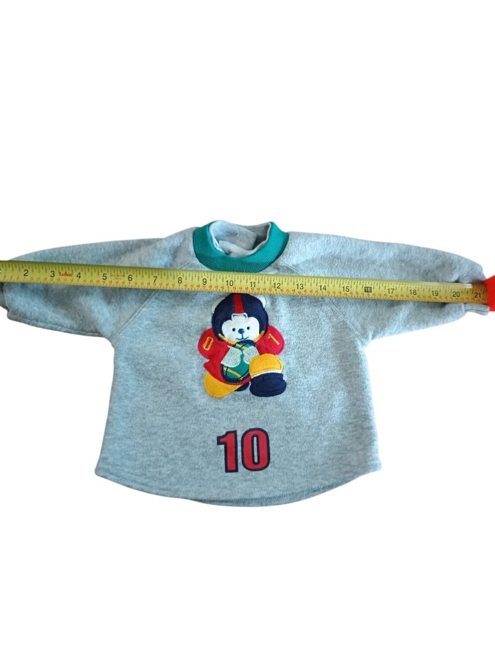 Vintage Kids Gray Sweatshirt with Bear Patch - 10 Graphic